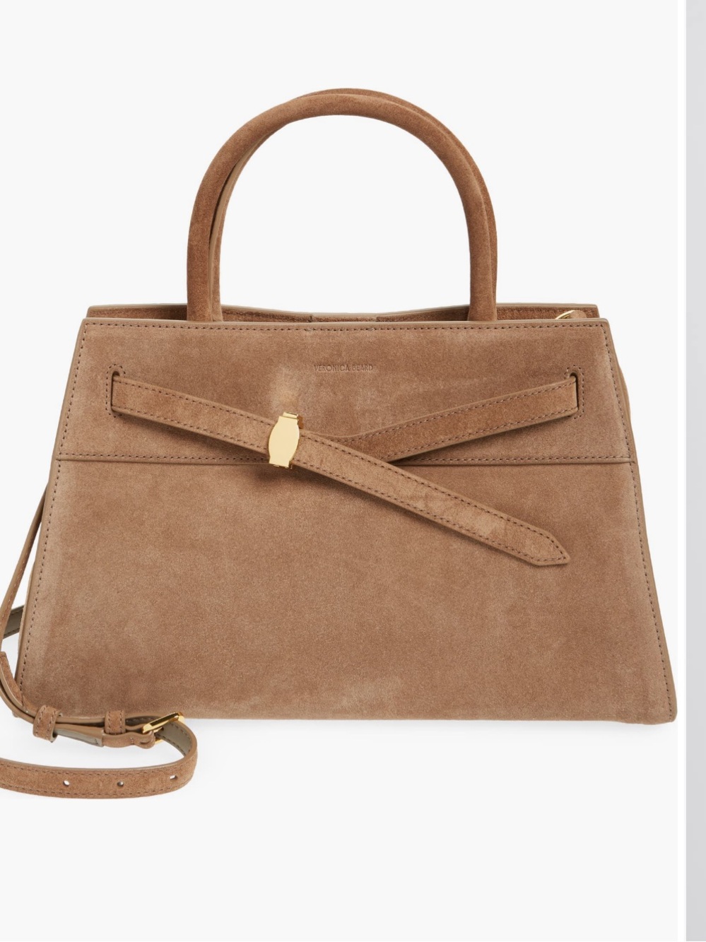 Veronica Beard Suede Top-Handle Satchel in Taupe